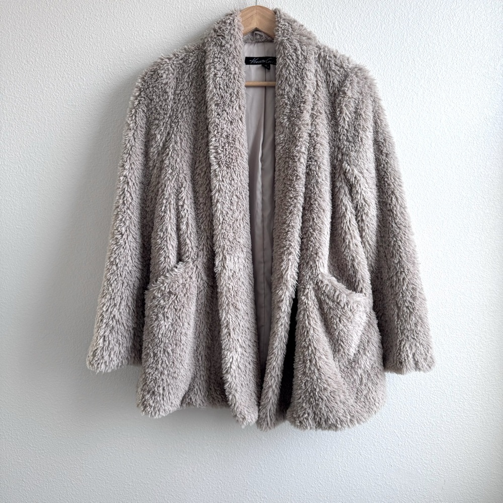 Kenneth Cole New York Tan Teddy Coat With Pockets